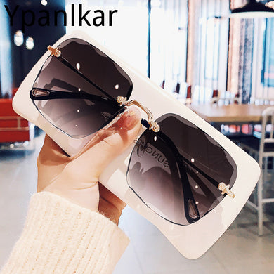 Women's Rimless Sunglasses Female Big Frame Sunglasses