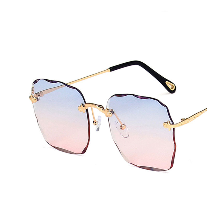 Women's Rimless Sunglasses Female Big Frame Sunglasses