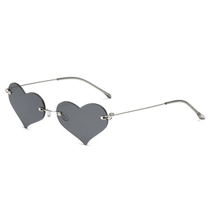 Women's Heart Shaped Metal Sun Glasses Sexy Retro Punk SunGlasses Vintage Eyeglasses Red Rimless Glasses  Eyewear UV400