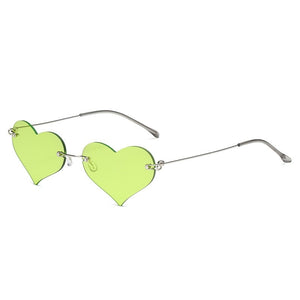 Women's Heart Shaped Metal Sun Glasses Sexy Retro Punk SunGlasses Vintage Eyeglasses Red Rimless Glasses  Eyewear UV400