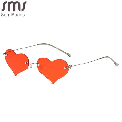 Women's Heart Shaped Metal Sun Glasses Sexy Retro Punk SunGlasses Vintage Eyeglasses Red Rimless Glasses  Eyewear UV400