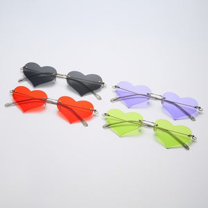 Women's Heart Shaped Metal Sun Glasses Sexy Retro Punk SunGlasses Vintage Eyeglasses Red Rimless Glasses  Eyewear UV400