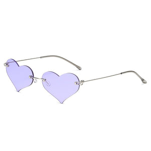 Women's Heart Shaped Metal Sun Glasses Sexy Retro Punk SunGlasses Vintage Eyeglasses Red Rimless Glasses  Eyewear UV400