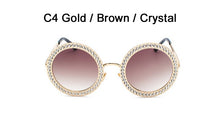 Load image into Gallery viewer, Women's Oversize Big Sunglasses Pink Colorful Crystal Stones Shades for Woman Designer Extra Sun Glasses Clear Frame