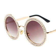 Load image into Gallery viewer, Women's Oversize Big Sunglasses Pink Colorful Crystal Stones Shades for Woman Designer Extra Sun Glasses Clear Frame