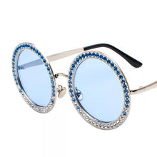 Load image into Gallery viewer, Women's Oversize Big Sunglasses Pink Colorful Crystal Stones Shades for Woman Designer Extra Sun Glasses Clear Frame