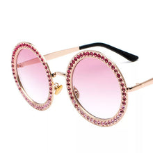 Load image into Gallery viewer, Women's Oversize Big Sunglasses Pink Colorful Crystal Stones Shades for Woman Designer Extra Sun Glasses Clear Frame