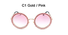 Load image into Gallery viewer, Women's Oversize Big Sunglasses Pink Colorful Crystal Stones Shades for Woman Designer Extra Sun Glasses Clear Frame