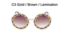 Load image into Gallery viewer, Women's Oversize Big Sunglasses Pink Colorful Crystal Stones Shades for Woman Designer Extra Sun Glasses Clear Frame