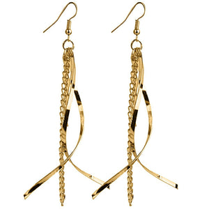 Women's Retro Long Tassle Dangle Earrings Gold