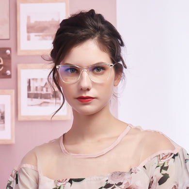 Women's Ultralight Cat-Eye Glasses Frame Anti-Blue Light Computer Decoration Glasses Frame Myopia Optical Glasses Frame TR7017