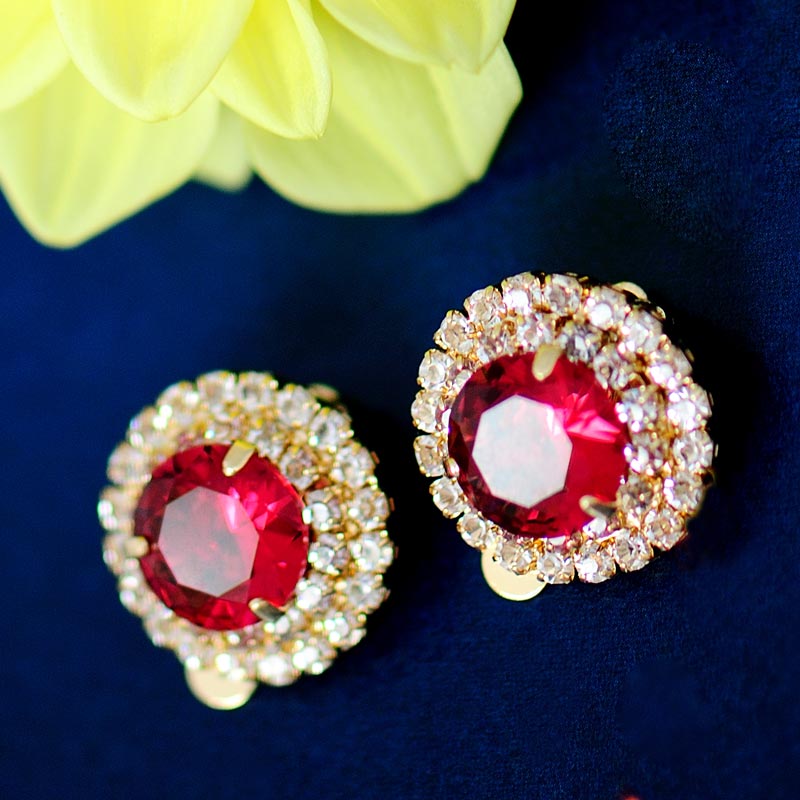 Women's wedding Female ear earring Korea false painless ear married red ear jewelry bright stars presen