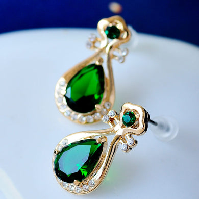 Women's wedding Mu Xia Crystal Earrings personality temperament female Korean lovely rose gold ear jewelry Pipa Vintage Jewelry