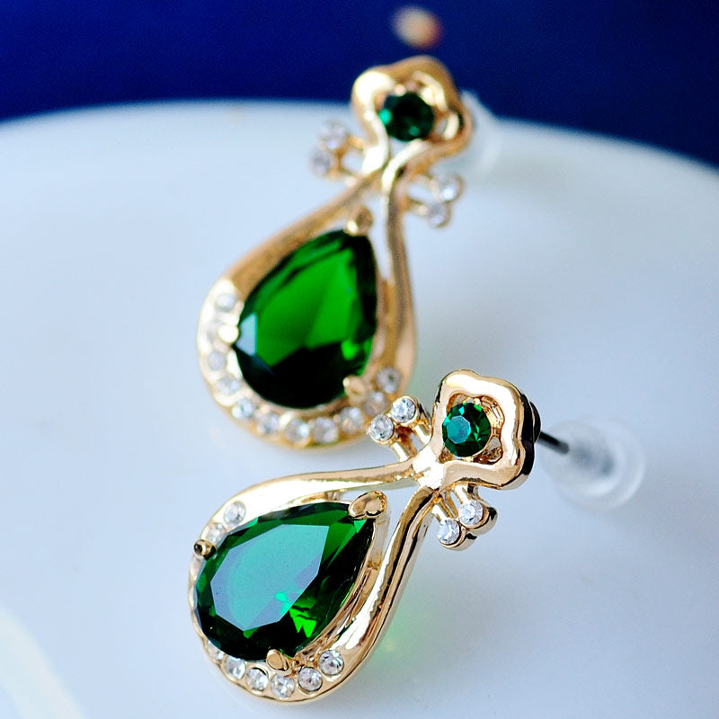 Women's wedding Mu Xia Crystal Earrings personality temperament female Korean lovely rose gold ear jewelry Pipa Vintage Jewelry