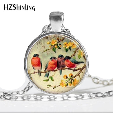 Womens Necklace Fashion 2014 Bird Glass Necklace Red Robin Bird Glass Tile Necklace Pendant HZ1