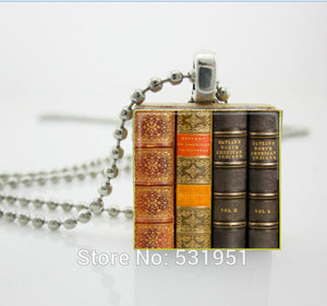 Womens necklace fashion 2014,Scrabble Game Tile Jewelry - Vintage Library Books Necklace- Scrabble Pendant Charm