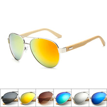 Load image into Gallery viewer, Wood Bamboo pilot Sunglasses Men Wooden metal Women pilot Brand Designer Mirror Original Sun Glasses drive retro de sol