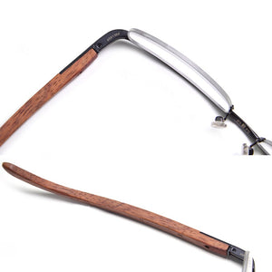 Wood Eyeglasses Frame for Men Retro Rectangle Half Rim Flexible Glasses Carter  Eyewear Prescription Diopter Gafas
