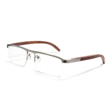 Load image into Gallery viewer, Wood Eyeglasses Frame for Men Retro Rectangle Half Rim Flexible Glasses Carter  Eyewear Prescription Diopter Gafas