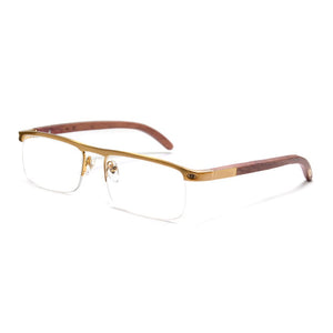 Wood Eyeglasses Frame for Men Retro Rectangle Half Rim Flexible Glasses Carter  Eyewear Prescription Diopter Gafas