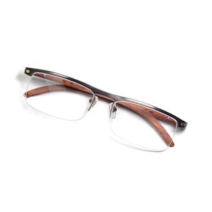 Wood Eyeglasses Frame for Men Retro Rectangle Half Rim Flexible Glasses Carter  Eyewear Prescription Diopter Gafas