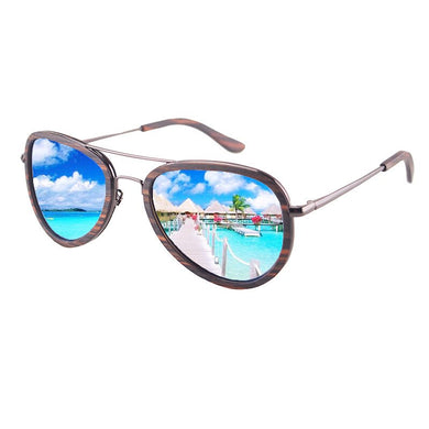 Wood Pilot Sunglasses For Men and Women,Brand Desige Metal Frame with wooden decoration Sun Glasses Black Polarized Lens