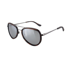 Load image into Gallery viewer, Wood Pilot Sunglasses For Men and Women,Brand Desige Metal Frame with wooden decoration Sun Glasses Black Polarized Lens