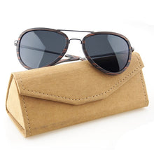 Load image into Gallery viewer, Wood Pilot Sunglasses For Men and Women,Brand Desige Metal Frame with wooden decoration Sun Glasses Black Polarized Lens