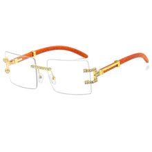 Load image into Gallery viewer, Wood Printting Square Purple Sunglasses Women 2023 Brand Designer Trending Gradient Rectangle Oculos Masculino Man Fashion