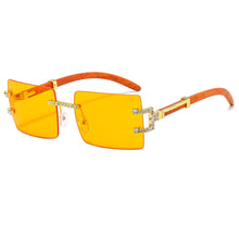 Load image into Gallery viewer, Wood Printting Square Purple Sunglasses Women 2023 Brand Designer Trending Gradient Rectangle Oculos Masculino Man Fashion