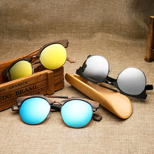 Load image into Gallery viewer, Wood Round Polarized Sun Glasses Men Women Retro Wooden Sunglasses Brand Design Sunglass UV400 Outdoor Sports Driving Glasses