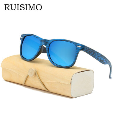 Occhiali da sole in legno bambù Uomo donna montatura in plastica Occhiali da sole occhiali da sole per donna uomo retro de sol masculino con custodia