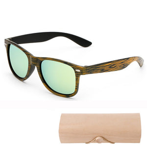 Occhiali da sole in legno bambù Uomo donna montatura in plastica Occhiali da sole occhiali da sole per donna uomo retro de sol masculino con custodia