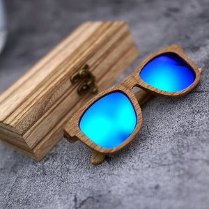 Occhiali da sole in legno di legno Occhiali da sole con lenti con rivestimento a specchio polarizzato fatti a mano con confezione regalo 