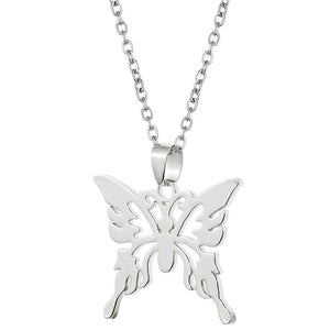 Word Necklace Men Women Flame Pendant Necklace Hip-Hop Rock Titanium Stainless Steel Gold Color Chain Necklace
