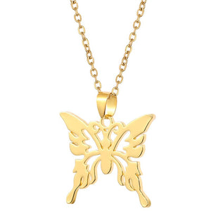 Word Necklace Men Women Flame Pendant Necklace Hip-Hop Rock Titanium Stainless Steel Gold Color Chain Necklace