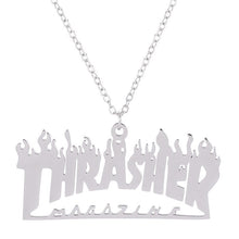 Load image into Gallery viewer, Word Necklace Men Women Flame Pendant Necklace Hip-Hop Rock Titanium Stainless Steel Gold Color Chain Necklace