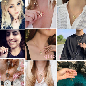 Collana con mappa del mondo Ciondolo con mappa in oro Girocollo con mappa del mondo Girocollo con stella Crescent Moon Collane per donna Gioielli Boho multistrato 
