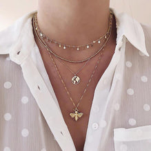 Carica l&#39;immagine nel visualizzatore di Gallery, Collana con mappa del mondo Ciondolo con mappa in oro Girocollo con mappa del mondo Girocollo con stella Crescent Moon Collane per donna Gioielli Boho multistrato 