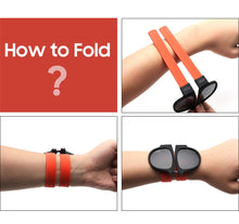 Carica l&#39;immagine nel visualizzatore di Gallery, Occhiali da sole pieghevoli da polso Occhiali rotondi circolari per uomo e donna Bracciale Occhiali da sole pieghevoli per esterni Polsino sportivo pieghevole