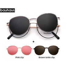 Load image into Gallery viewer, X103 BAUHAUS Magnet polarized women men sunglasses  Retro Round metal frames glasses Brand sun glasses UV400