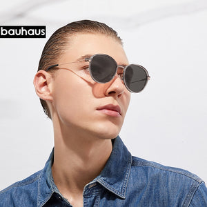 X103 BAUHAUS Magnet polarized women men sunglasses  Retro Round metal frames glasses Brand sun glasses UV400