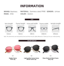 Load image into Gallery viewer, X103 BAUHAUS Magnet polarized women men sunglasses  Retro Round metal frames glasses Brand sun glasses UV400