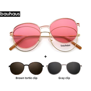 X103 BAUHAUS Magnet polarized women men sunglasses  Retro Round metal frames glasses Brand sun glasses UV400