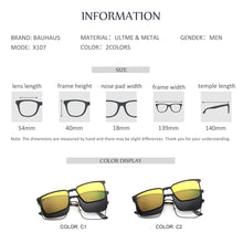 Carica l&#39;immagine nel visualizzatore di Gallery, X107  Clip-on Glasses Frame Optical Prescription Eyeglasses with Magnetic Polarized Cool Metal Eyewear Frame