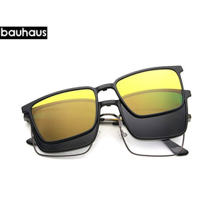 X107  Clip-on Glasses Frame Optical Prescription Eyeglasses with Magnetic Polarized Cool Metal Eyewear Frame