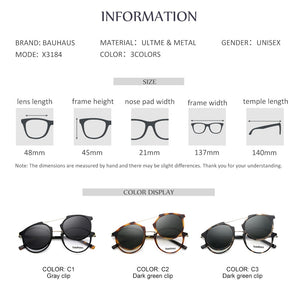 X3184  Ultem Vintage Round Eyeglasses Women Men Polarized Sunglasses Magnetic Clip On Glasses Optical Computer