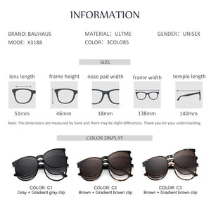 X3188 Magnet Sunglasses Women Polarized 2 In 1 Eyeglass Frame With Clip On Glasses Polarized Lens