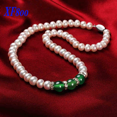 Collana di perle naturali da 45 cm Collana classica con girocolli in agata di perle vere da 9-10 mm Miglior regalo per l'amante S50 