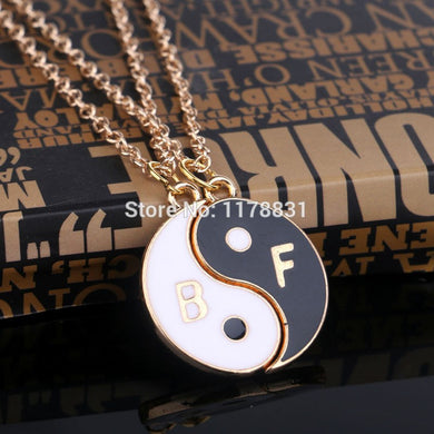 2Pcs Yin Yang Tai ji Diagram Pendant Best Friends Rose Gold Chain Necklace Friends Jewelry Unique Personalized